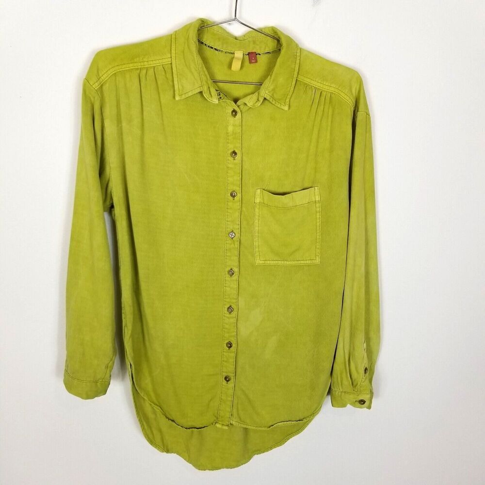 Pilcro Women Sigourney Corduroy Button Up Shirt Sz S Long‎ Sleeve Blouse Boho